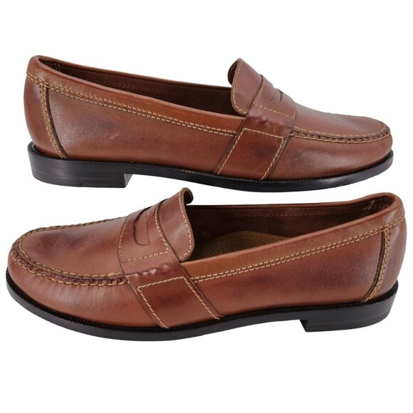 Cole Haan Douglas Mens 10.5 Saddle Tan Leather Dress Shoes Classic Penny Loafers - Picture 6 of 15